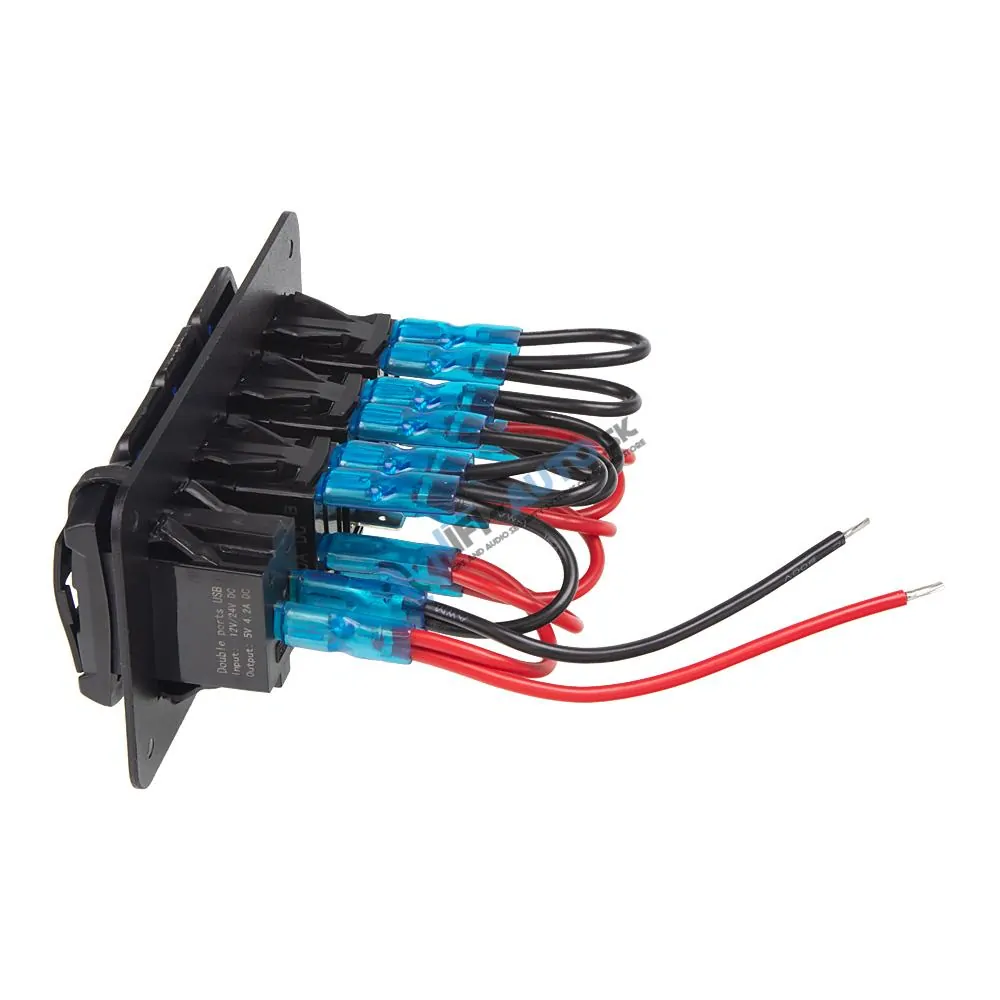 Panel s 3x spínačmi Rocker + 2x USB 12/24V
