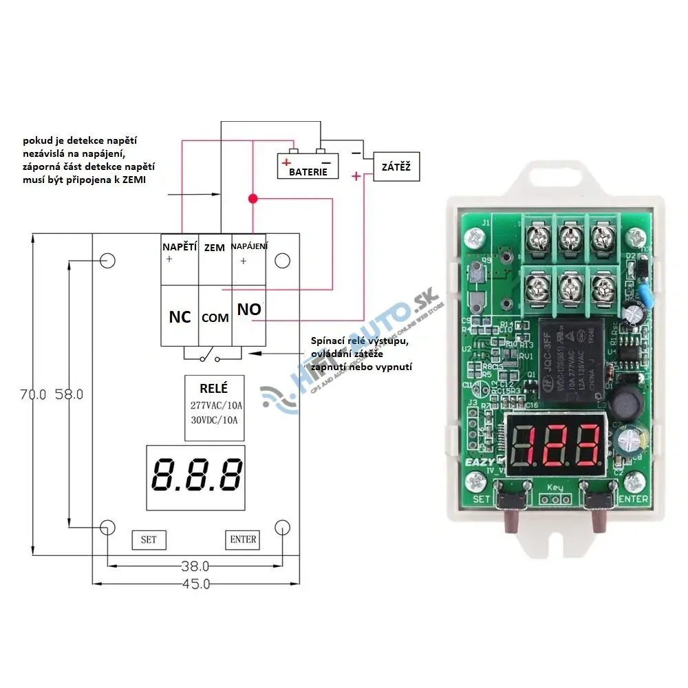Programovateľné napäťové relé 6-80V