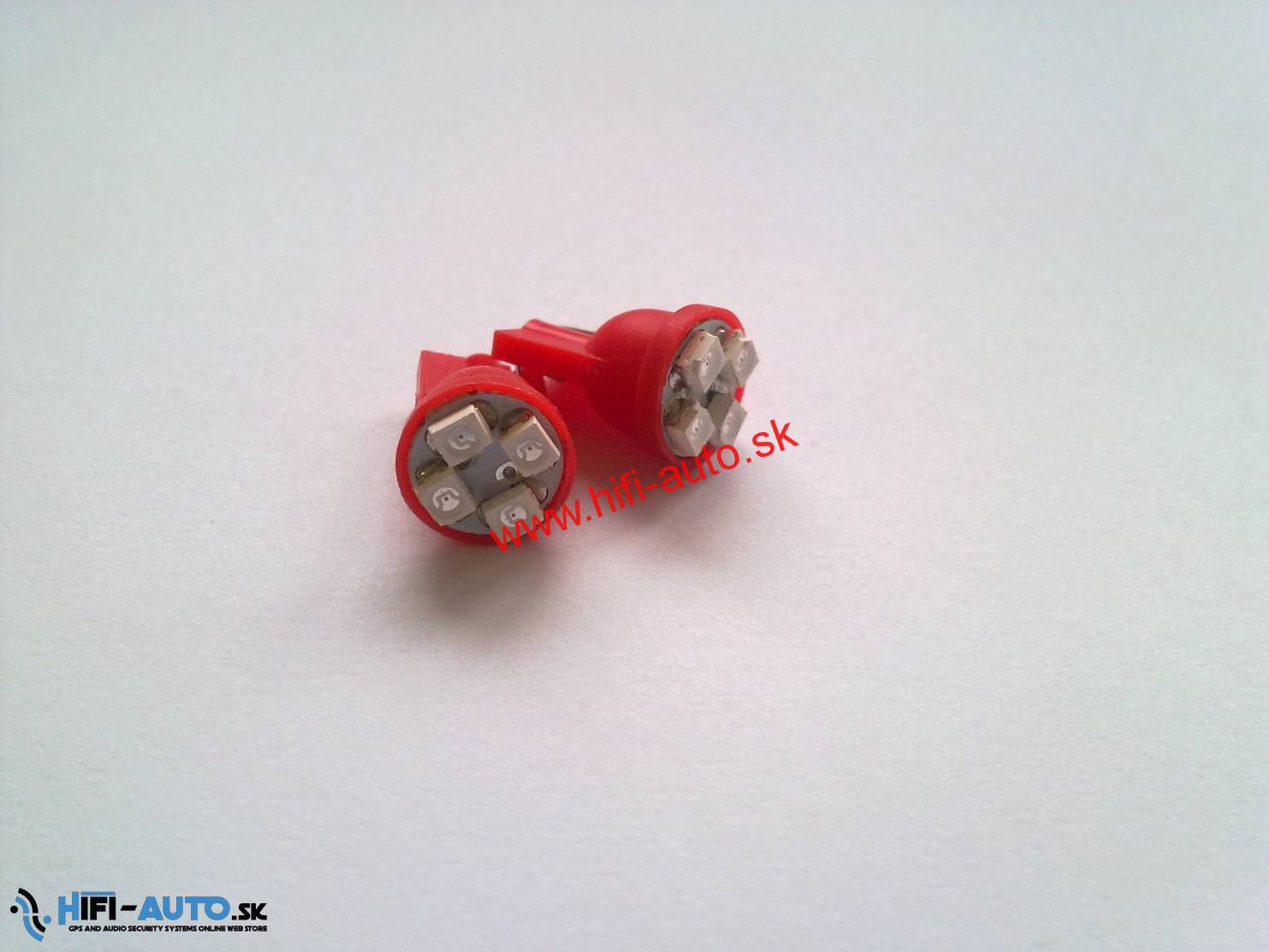 Autožiarovka T10, 4xled, červená