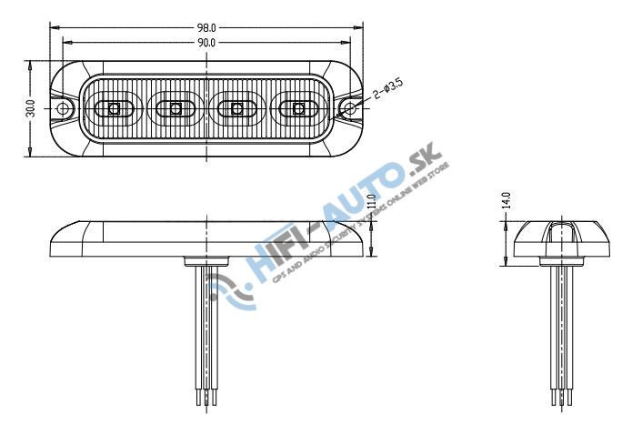 PREDATOR 4x4W LED, 12-24V, červený, ECE R10